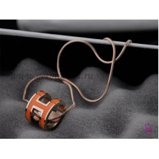 Hermes 3D Pop “H” logo Collana arancione con osso di serpente in oro rosa Hermes 3D Pop “H” logo Collana arancione con osso di serpente in oro rosa