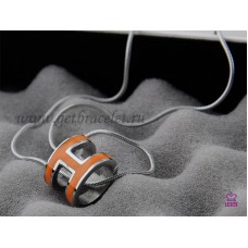 Hermes 3D Pop “H” logo Collana arancione con osso di serpente in oro bianco Hermes 3D Pop “H” logo Collana arancione con osso di serpente in oro bianco