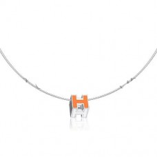 Collana Hermes Cage dH arancione in lacca con oro Collana Hermes Cage dH arancione in lacca con oro