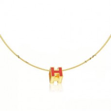 Collana Hermes Cage dH arancione in lacca oro giallo Collana Hermes Cage dH arancione in lacca oro giallo