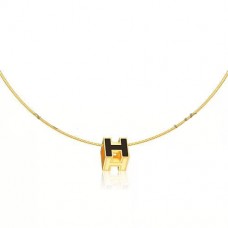Collana Hermes Cage dH nera in lacca oro giallo Collana Hermes Cage dH nera in lacca oro giallo