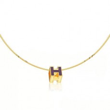 Collana Hermes Cage dH viola in lacca oro giallo