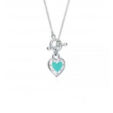 Collana da donna in argento smaltato blu con ciondolo a forma di cuore turchese Return To Tiffany