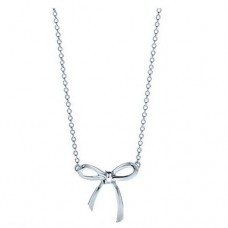 Collana con ciondolo clavicola con pendente Bowknot in oro bianco con fiocco Tiffany imitazione