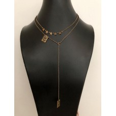 Collana con catena a doppia maglia a forma di stella da donna con motivo quadrato a forma di CD in ottone di Christian Dior