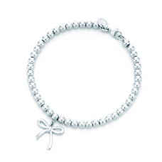 Bracciale Tiffany con perline e fiocco in argento sterling 925 tonico, prezzo nel Regno Unito