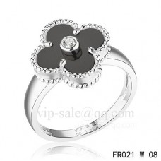 Anello Van Cleef Alhambra In Oro Bianco Con Onice Anello Van Cleef Alhambra In Oro Bianco Con Onice