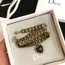 Christian Dior Ciondolo a forma di cuore nero in ottone Ape affascinante girocollo con diamanti femminili