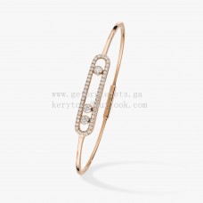 Bracciale Messika con diamanti Move Pave sottile in oro rosa e oro bianco Bracciale Messika con diamanti Move Pave sottile in oro rosa e oro bianco