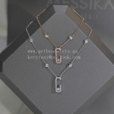 Collana Messika Lucky con pavé di diamanti in oro rosa e oro bianco