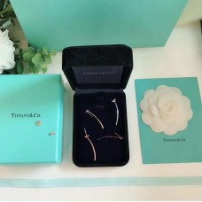 Orecchini Tiffany T in filo d'argento 925 con barra da donna, motivo T, oro rosa/argento, regalo di San Valentino