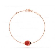 Bracciale lungo Van Cleef Arpels Lucky Ali chiuse Coccinella Oro rosa Onice corniola
