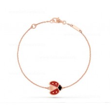 Bracciale Van Cleef Arpels Lucky Lungo Ali Aperte Coccinella Oro Rosa Onice Corniola