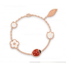 Van Cleef Arpels Lucky Bracciale lungo Oro rosa Corniola e Onice madreperla 5 motivi