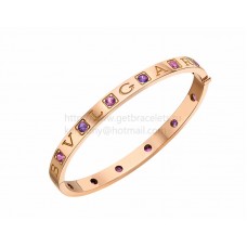 Bracciale rigido BVLGARI BVLGARI in oro rosa con 6 ametiste e 6 tormaline rosa Bracciale rigido BVLGARI BVLGARI in oro rosa con 6 ametiste e 6 tormaline rosa