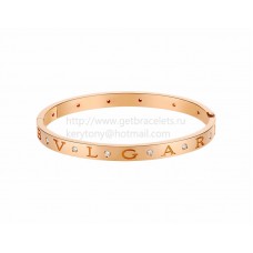 Bracciale rigido BVLGARI BVLGARI in oro rosa con 12 diamanti Bracciale rigido BVLGARI BVLGARI in oro rosa con 12 diamanti