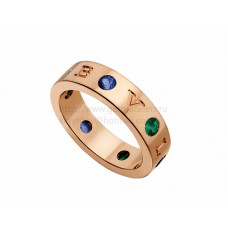 Anello BVLGARI BVLGARI in Oro Rosa con Zaffiri Blu e Tsavorite