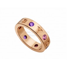 Anello BVLGARI BVLGARI in Oro Rosa con Ametiste e Tormaline Rosa