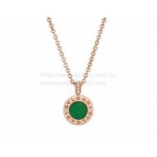 Collana BVLGARI BVLGARI Oro rosa con Giada Verde e Pavé di Diamanti