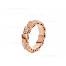 Anello a fascia BVLGARI Serpenti Viper medio in oro rosa 18 carati con diamanti demi-pavé