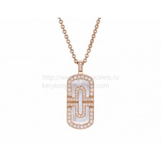 Collana BVLGARI Parentesi in Oro Rosa con Madreperla e Pave di Diamanti Collana BVLGARI Parentesi in Oro Rosa con Madreperla e Pave di Diamanti