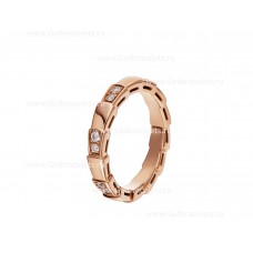 Anello a fascia BVLGARI Serpenti Viper piccolo in oro rosa 18 carati con diamanti demi-pavé