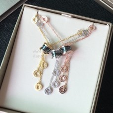 Collana Bvlgari B.zero1 con nappe in ceramica nera con diamanti 3 colori di lusso Collana Bvlgari B.zero1 con nappe in ceramica nera con diamanti 3 colori di lusso