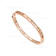 Bracciale rigido Bvlgari B.zero1 in oro rosa 18kt con logo BVLGARI sulla spirale