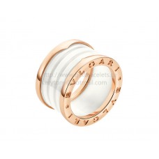 Anello Bvlgari B.zero1 a 4 fasce in oro rosa con ceramica bianca