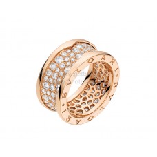 Anello Bvlgari B.zero1 a 4 fasce in oro rosa con pavé di diamanti Anello Bvlgari B.zero1 a 4 fasce in oro rosa con pavé di diamanti