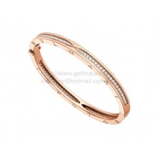 Bracciale rigido Bvlgari B.zero1 in oro rosa con pavé di diamanti