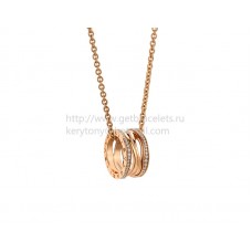 Collana Bvlgari B.zero1 Legend a 4 fasce in oro rosa con pavé di diamanti Collana Bvlgari B.zero1 Legend a 4 fasce in oro rosa con pavé di diamanti