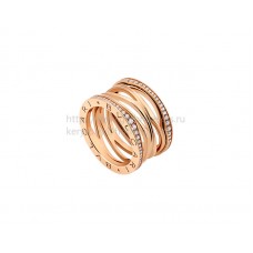 Anello Bvlgari B.zero1 Legend a 4 fasce in oro rosa con pavé di diamanti Anello Bvlgari B.zero1 Legend a 4 fasce in oro rosa con pavé di diamanti
