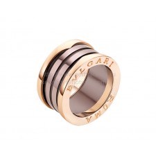 Anello Bvlgari B.zero1 ROMA a 4 fasce in oro rosa con ceramica in bronzo