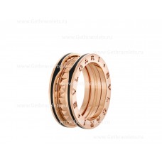 Anello Bvlgari B.zero1 Rock a 2 fasce in Oro Rosa 18kt con Spirale Borchiata e Inserti in Ceramica Nera sui Bordi Anello Bvlgari B.zero1 Rock a 2 fasce in Oro Rosa 18kt con Spirale Borchiata e Inserti in Ceramica Nera sui Bordi