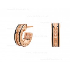 Orecchini Bvlgari B.zero1 Rock con pendente in oro rosa 18kt con inserti in ceramica nera a spirale borchiata sui bordi Orecchini Bvlgari B.zero1 Rock con pendente in oro rosa 18kt con inserti in ceramica nera a spirale borchiata sui bordi