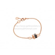 Bracciale Bvlgari B.zero1 Soft in oro rosa con pendente in oro rosa e ceramica nera Bracciale Bvlgari B.zero1 Soft in oro rosa con pendente in oro rosa e ceramica nera