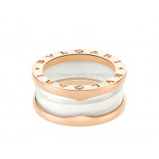 Anello Bvlgari B.zero1 in ceramica bianca e oro rosa