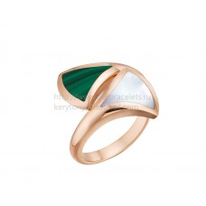 Anello Bvlgari DIVAS Contraire in oro rosa con madreperla e malachite Anello Bvlgari DIVAS Contraire in oro rosa con madreperla e malachite