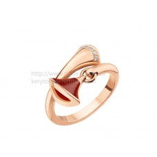 Anello Bvlgari DIVAS Dream in oro rosa con corniola e pavé di diamanti