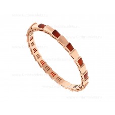 Bracciale rigido sottile Bvlgari Serpenti Viper medio in oro rosa 18 carati con elementi in corniola