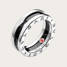 Anello Bvlgari Save The Children in argento sterling a una fascia con ceramica nera Anello Bvlgari Save The Children in argento sterling a una fascia con ceramica nera