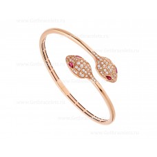 Bracciale Bvlgari Serpenti in oro rosa 18 carati con occhi di rubellite e pavé di diamanti