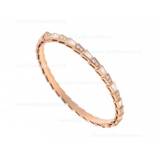 Bracciale sottile Bvlgari Serpenti Viper in oro rosa 18 carati con elementi in madreperla e pavé di diamanti