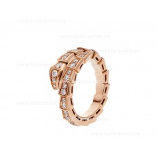 Anello Bvlgari Serpenti Viper in oro rosa 18 carati con pavé di diamanti