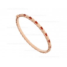Bracciale rigido sottile Bvlgari Serpenti Viper in oro rosa 18 carati con elementi in corniola