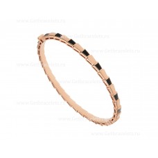 Bracciale rigido sottile Bvlgari Serpenti Viper in oro rosa 18 carati con elementi in onice
