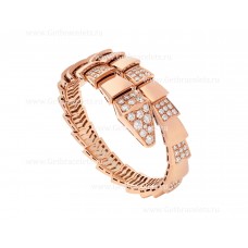 Bracciale Bulgari Serpenti Viper a una spirale in oro rosa 18 carati con diamanti Demi Pave