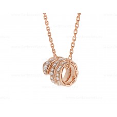 Collana con pendente Bvlgari Serpenti Viper in oro rosa 18 carati con pavé di diamanti