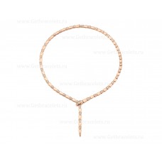 Collana sottile Bvlgari Serpenti Viper in oro rosa 18 carati con pavé di diamanti